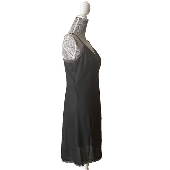 VINTAGE Lace Trim Nylon Slip Dress Gray - Picture 2 of 8